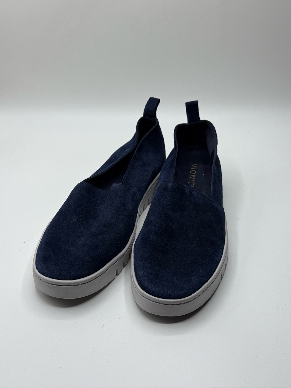 Vionic Slip-On Suede Loafers in Navy Blue